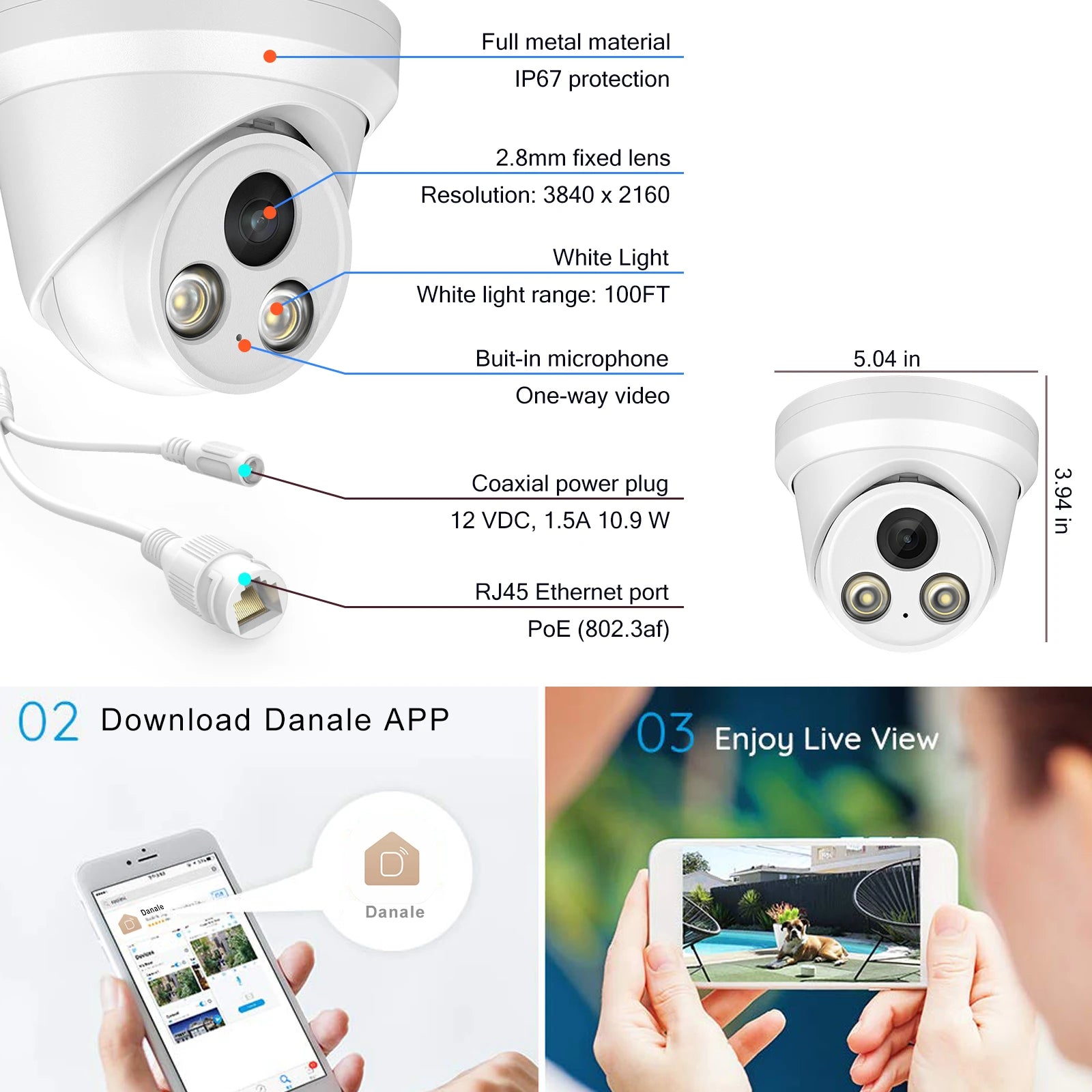 IP Camera 5MP HD 8MP 4K Dome POE